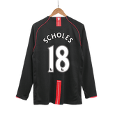 Manchester United SCHOLES #18 Away Soccer Jersey Retro 2007/08 - Long Sleeve