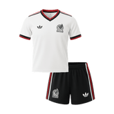 Kid's Mexico Away Soccer Jersey Kit(Jersey+Shorts) World Cup 2026 White