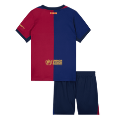 Kid's Barcelona X Travis Scott Home Soccer Jersey Kit(Jersey+Shorts) 2024/25 Red&Blue
