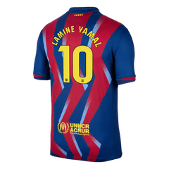 LAMINE YAMAL #10 Barcelona Fourth Soccer Jersey 25/26 Red&Blue