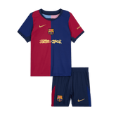 Kid's Barcelona X Travis Scott Home Soccer Jersey Kit(Jersey+Shorts) 2024/25 Red&Blue