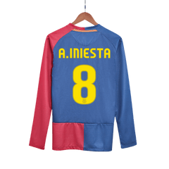 Maillot de football rétro domicile Barcelone A.INIESTA #8 2008/09 - Manches longues (Finale UCL)