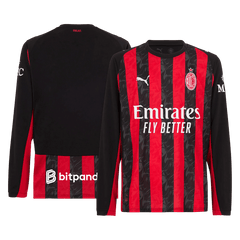 AC Milan Home Long Sleeve Soccer Jersey 25/26 Red&Black