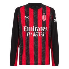 AC Milan Home Long Sleeve Soccer Jersey 25/26 Red&Black
