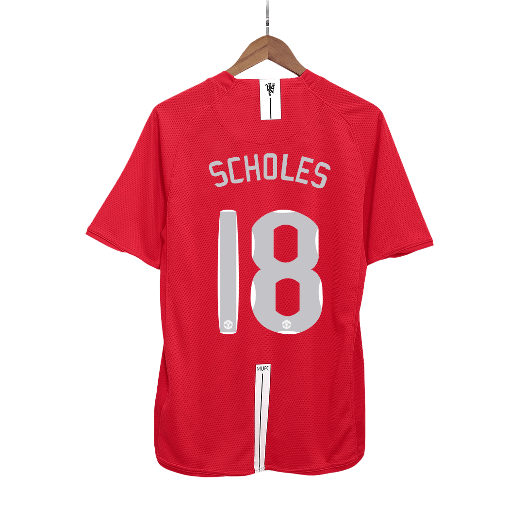 Maillot rétro domicile Manchester United SCHOLES #18 2007/08 - Finale UCL