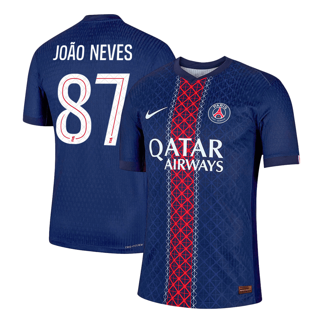 JOÃO NEVES #87 Authentic PSG Home Soccer Jersey 2025/26 Navy