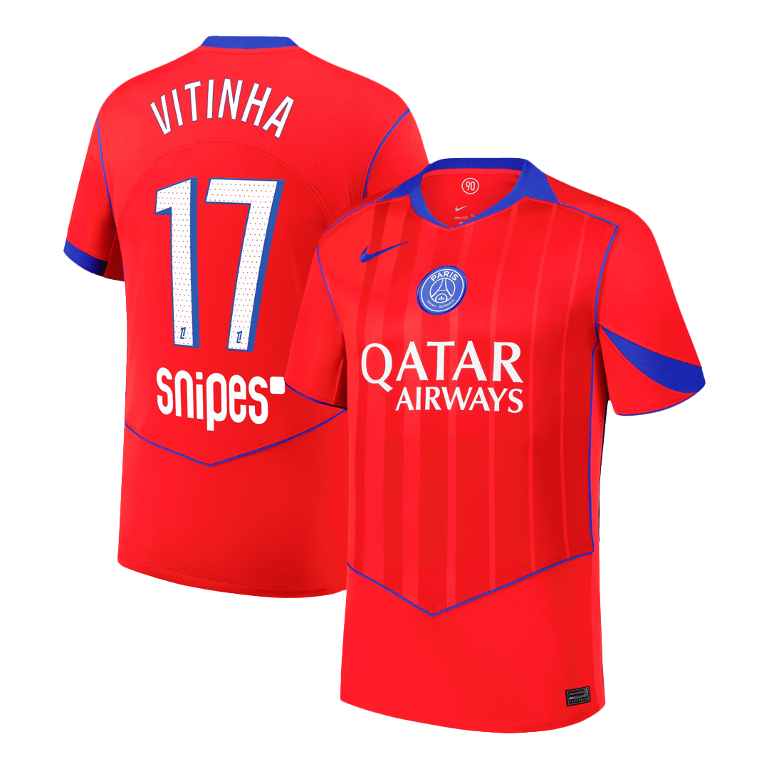 VITINHA #17 PSG Third Away Soccer Jersey 2025/26 Red