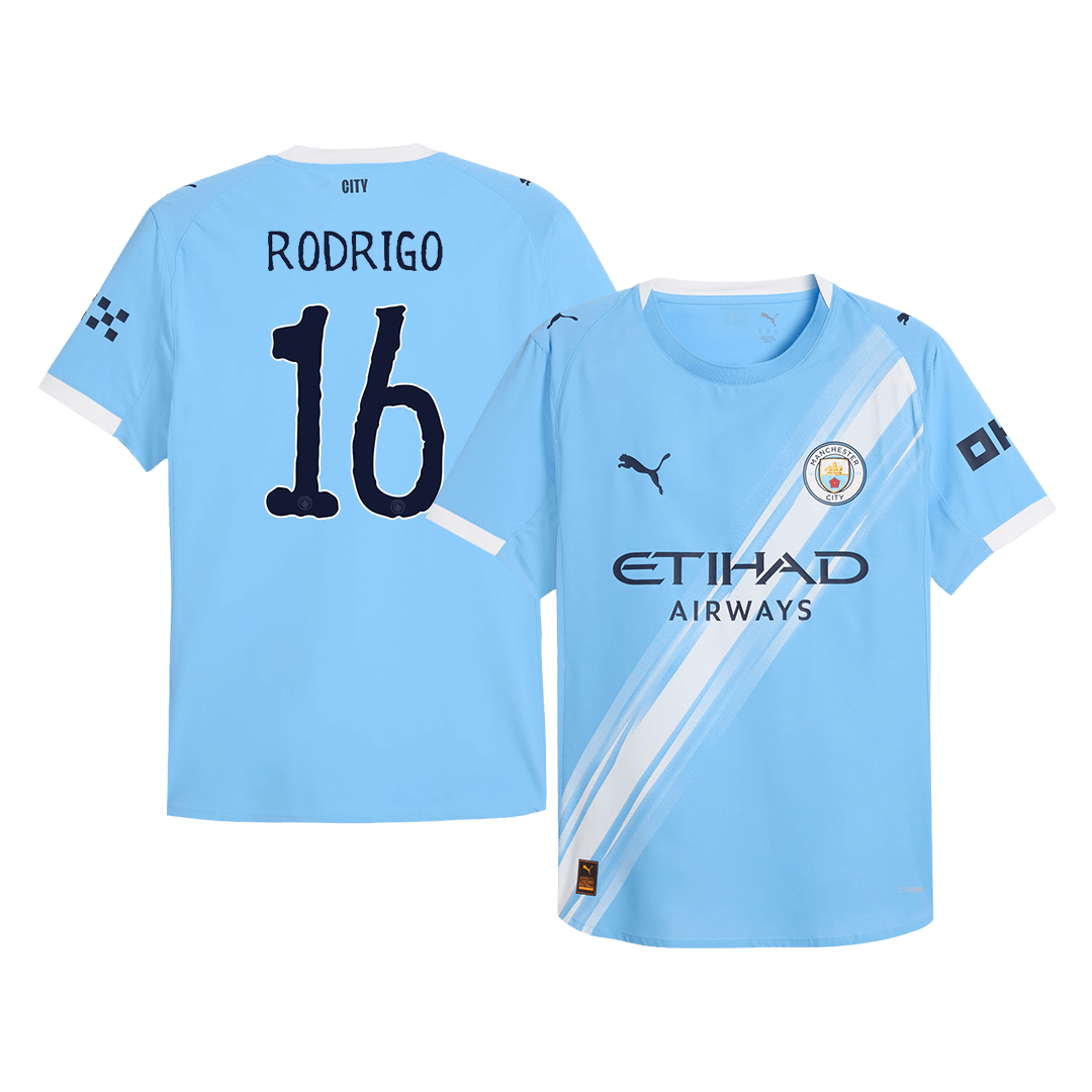 RODRIGO #16 Authentic Manchester City Home Soccer Jersey 2025/26 Blue - Club World Cup