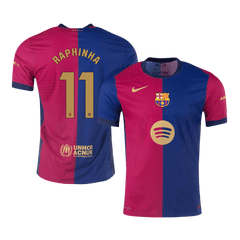 Barcelona RAPHINHA #11 Home Soccer Jersey Authentic 2024/25 -（Spotify Logo Without Text）