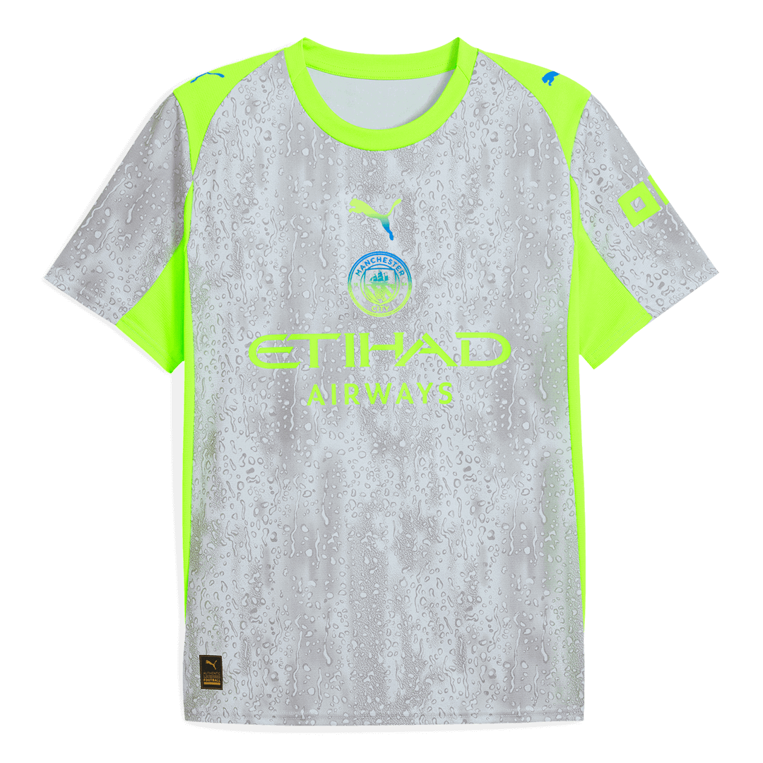 Manchester City Third Away Soccer Jersey Kit(Jersey+Shorts) 25/26  Gray