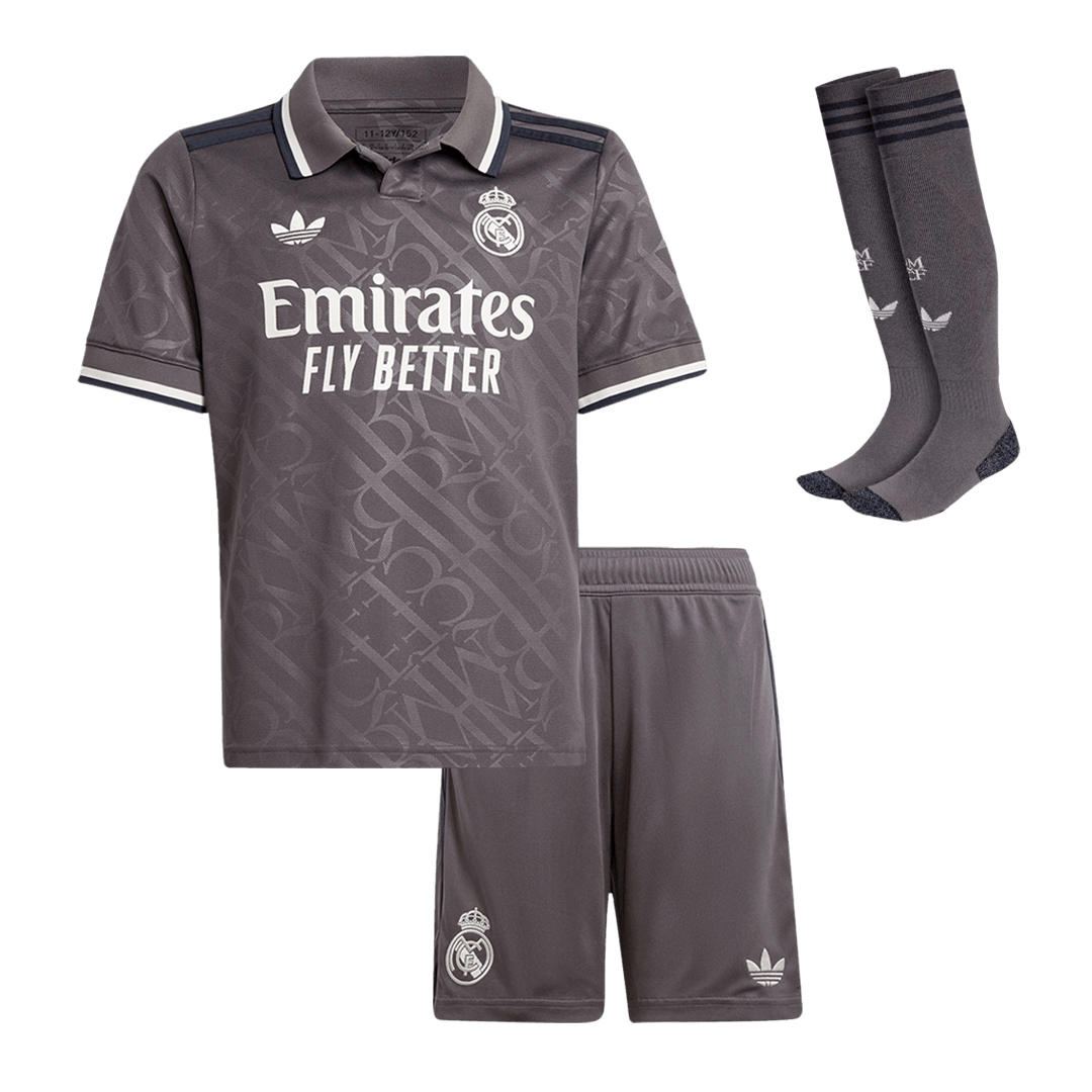 Maillot de football extérieur Real Madrid 2024/25 pour enfant (maillot, short, chaussettes)