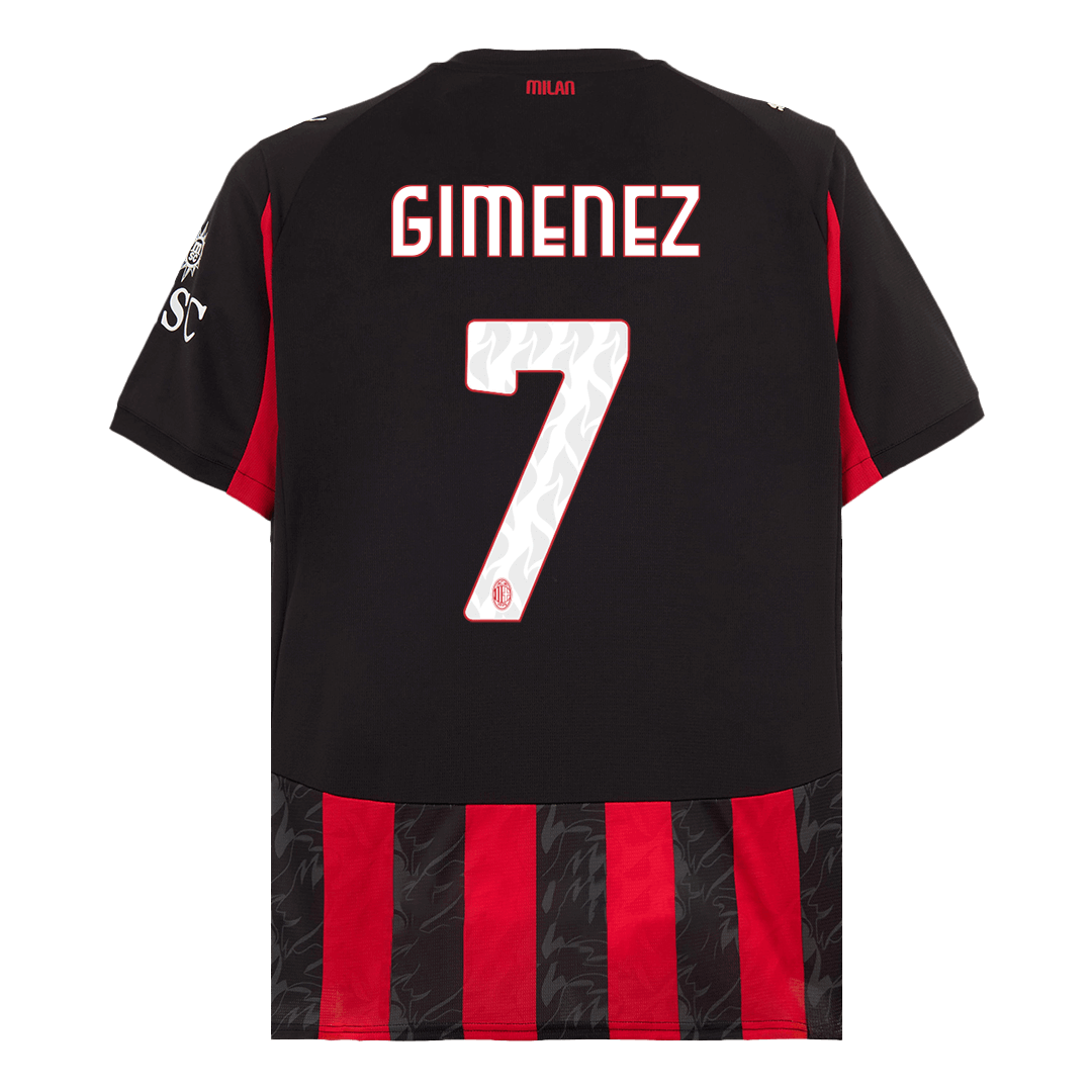 Maillot Domicile AC Milan 2025/26 GIMENEZ #7 Rouge et Noir