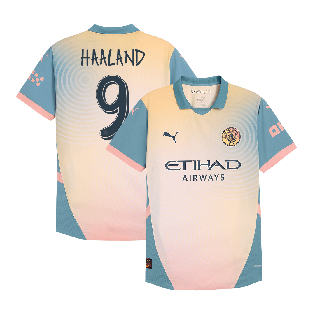 Maillot de football extérieur Manchester City HAALAND #9, 4e édition, authentique, 2024/25 - Definitely City (édition UCL)