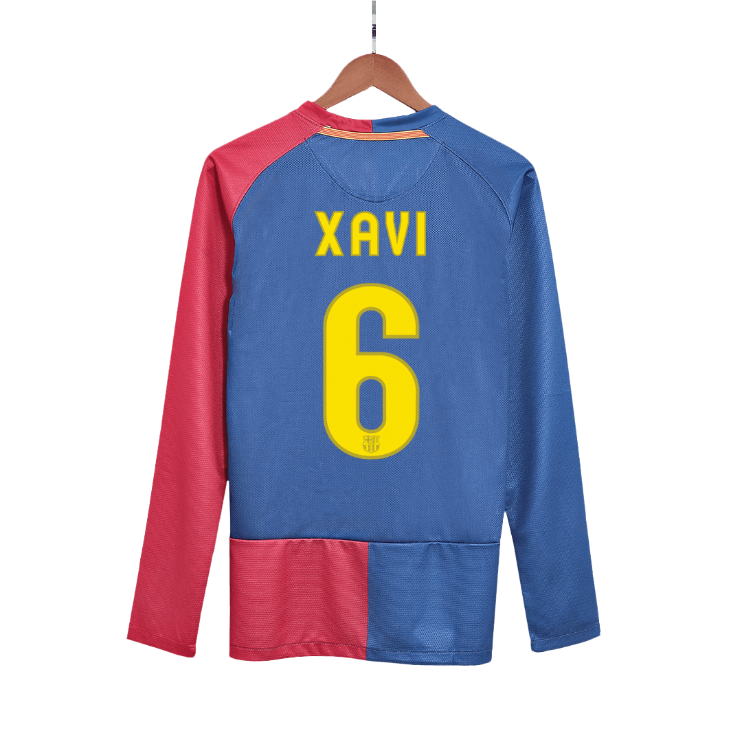 Barcelona XAVI #6 Heim-Fußballtrikot Retro 2008/09 – Langarm (UCL-Finale)