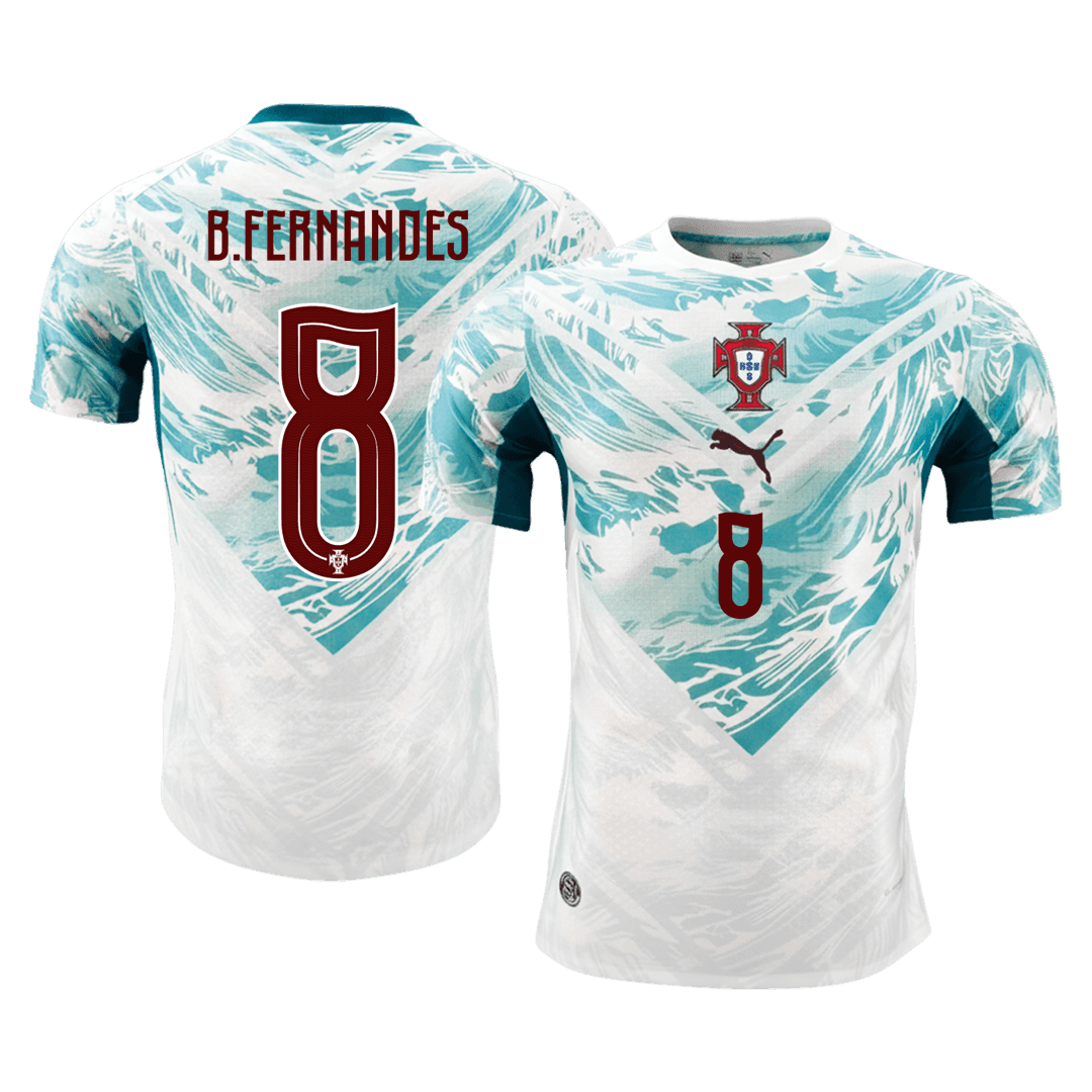 B.FERNANDES #8 Player Version Portugal Away Soccer Jersey World Cup 2026 White&Green