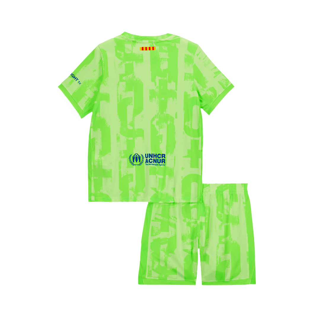 Barcelona Third Away Soccer Jersey Kit 2024/25 Kids(Jersey+Shorts) - UCL (Spotify Logo Without Text)