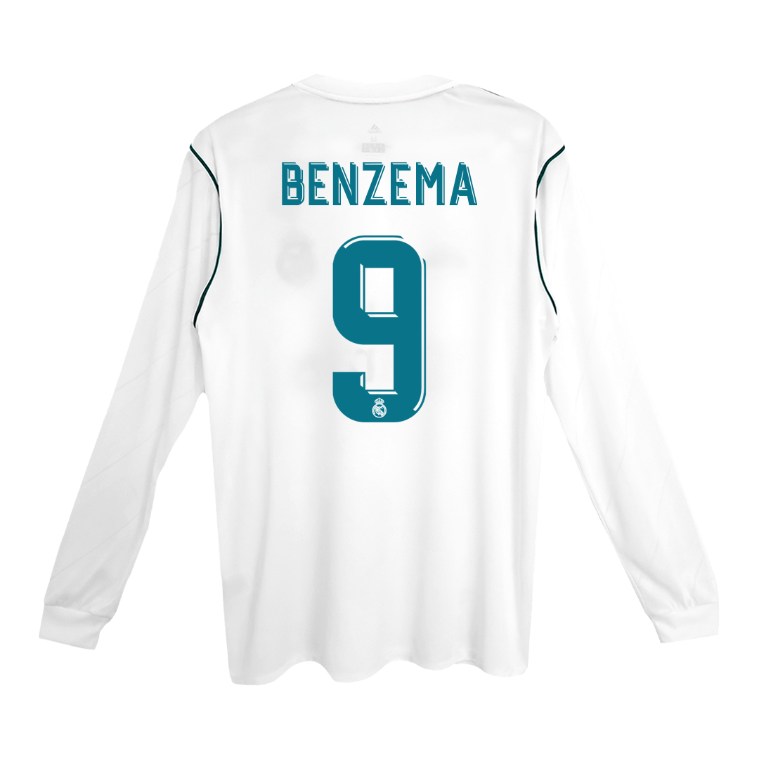 Maillot de football rétro domicile BENZEMA #9 du Real Madrid 2017/18 - Manches longues