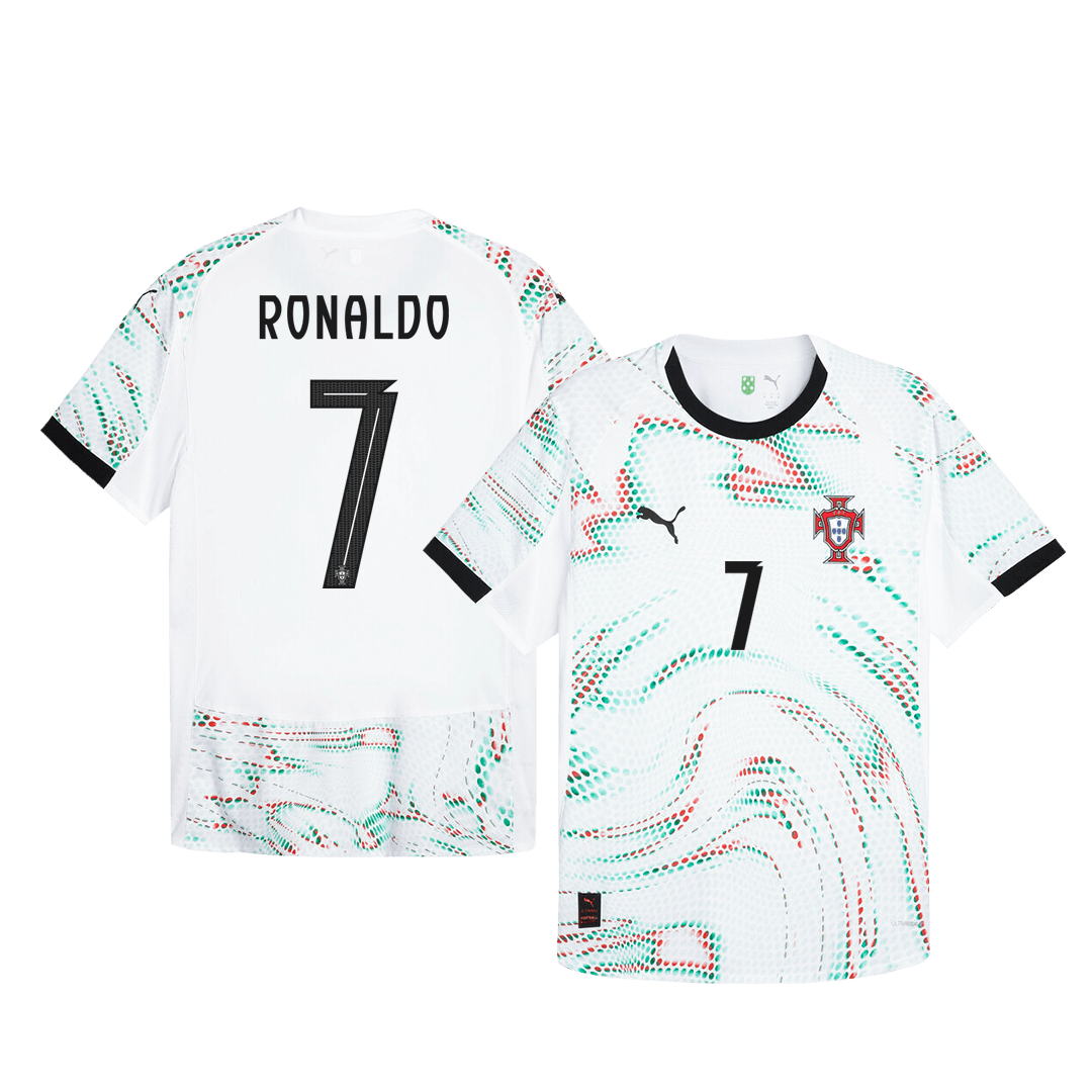 Maillot de football extérieur Portugal Ronaldo #7 authentique 2025