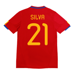 Spain SILVA #21 Home Soccer Jersey Retro 2010
