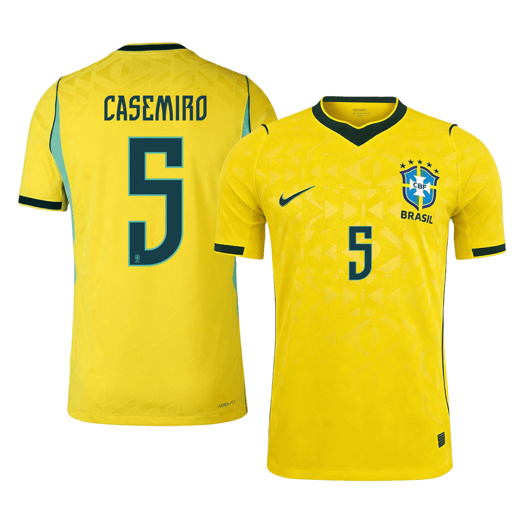 CASEMIRO #5 Player Version Brazil Home Soccer Jersey World Cup 2026 Yellow