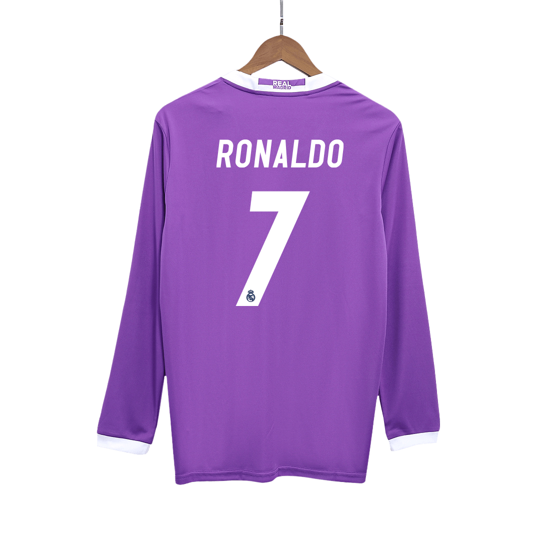 Maillot extérieur rétro Ronaldo #7 du Real Madrid 2016/17 - Manches longues