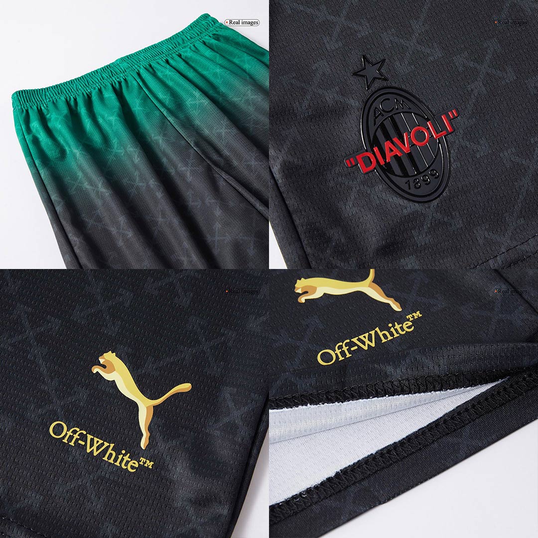 AC Mailand Viertes Auswärts-Fußballtrikot (Trikot + Shorts) 2024/25 Grün &amp; Schwarz für Kinder