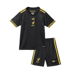 Mexiko Auswärtstrikot für Kinder (Trikot + Shorts) 2025, Schwarz – Gold Cup
