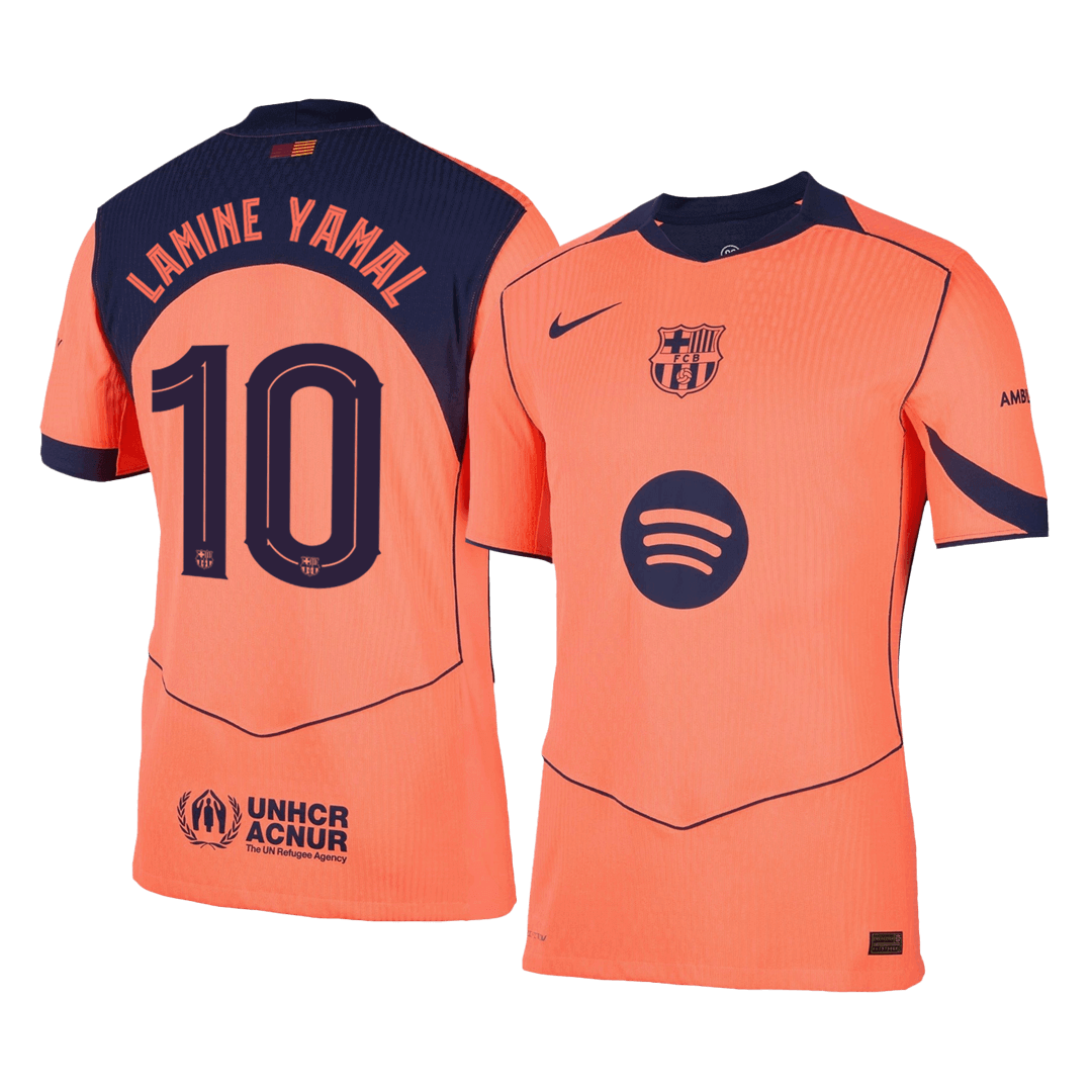 LAMINE YAMAL #10 Authentic Barcelona Third Away Soccer Jersey 25/26 Orange- UCL