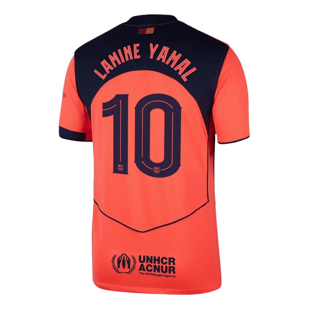 LAMINE YAMAL #10 Barcelona Third Away Soccer Jersey 2025/26 Orange- UCL
