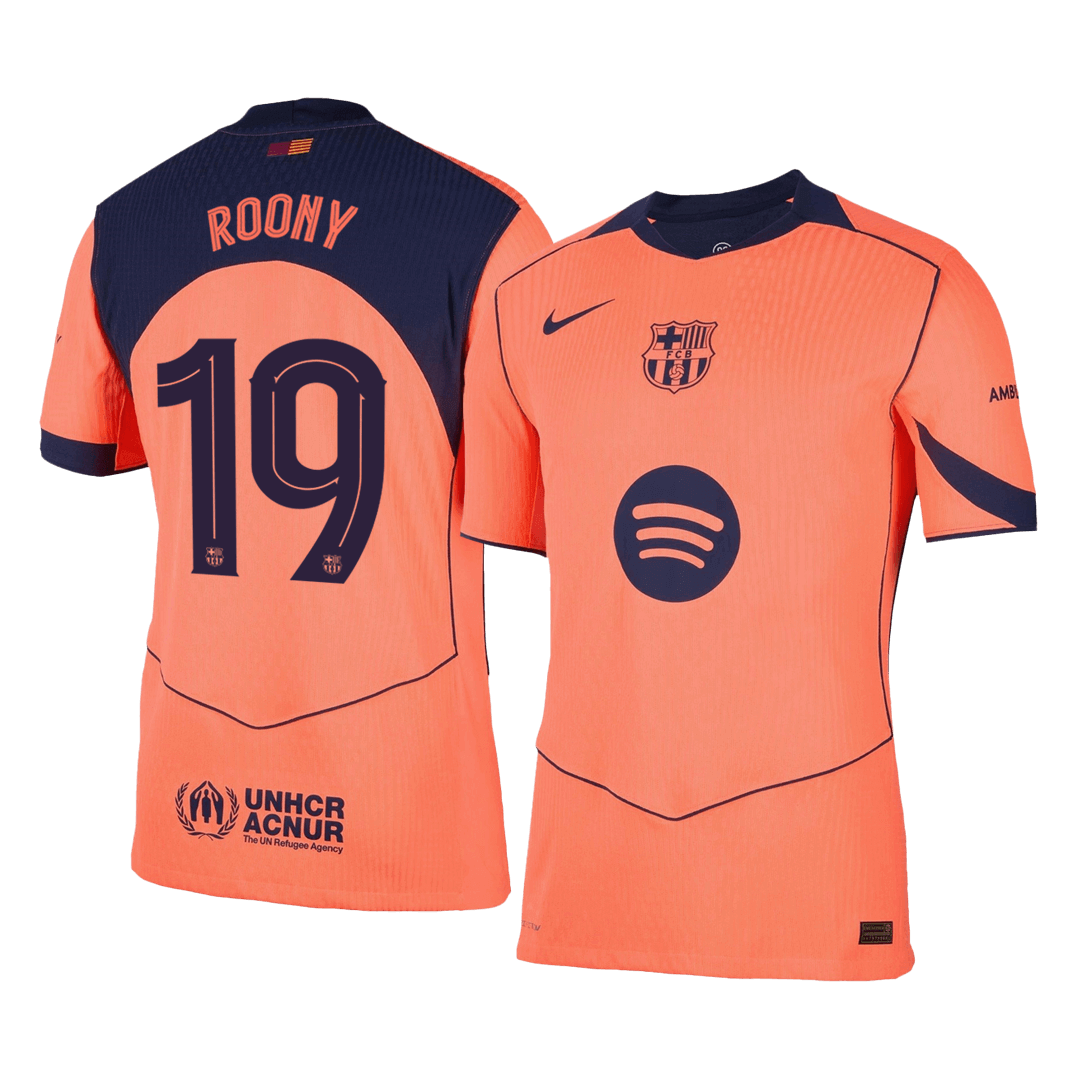 ROONY #19 Authentic Barcelona Third Away Soccer Jersey 25/26 Orange- UCL