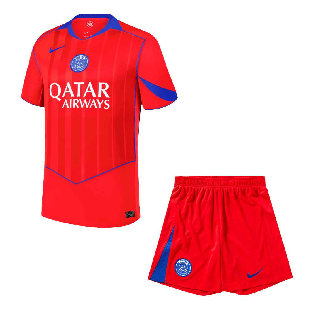 PSG Third Away Soccer Jersey Kit(Jersey+Shorts) 2025/26  Red