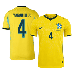MARQUINHOS #4 Player Version Brazil Home Soccer Jersey World Cup 2026 Yellow