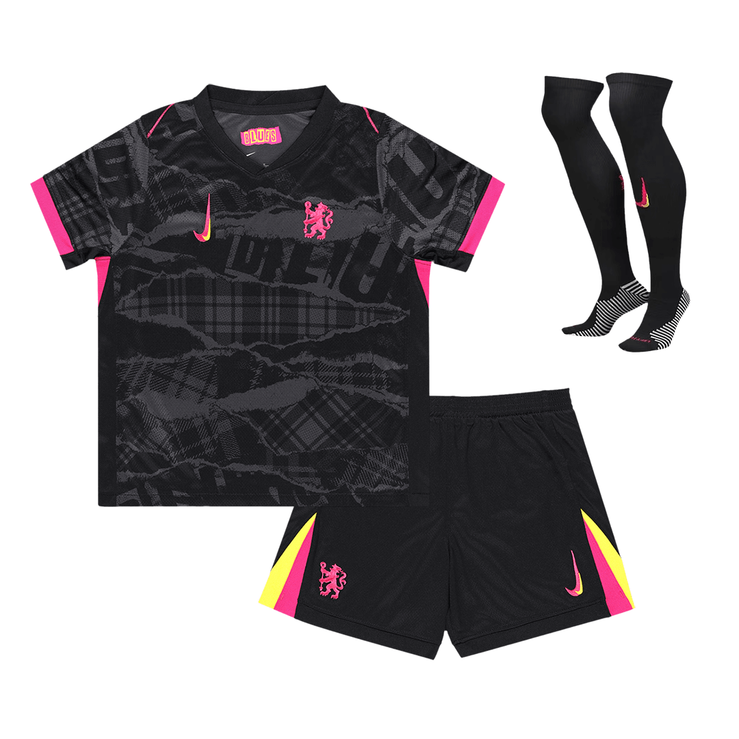 Chelsea Auswärts-Fußballtrikot-Set 2024/25 für Kinder (Trikot + Shorts + Socken)