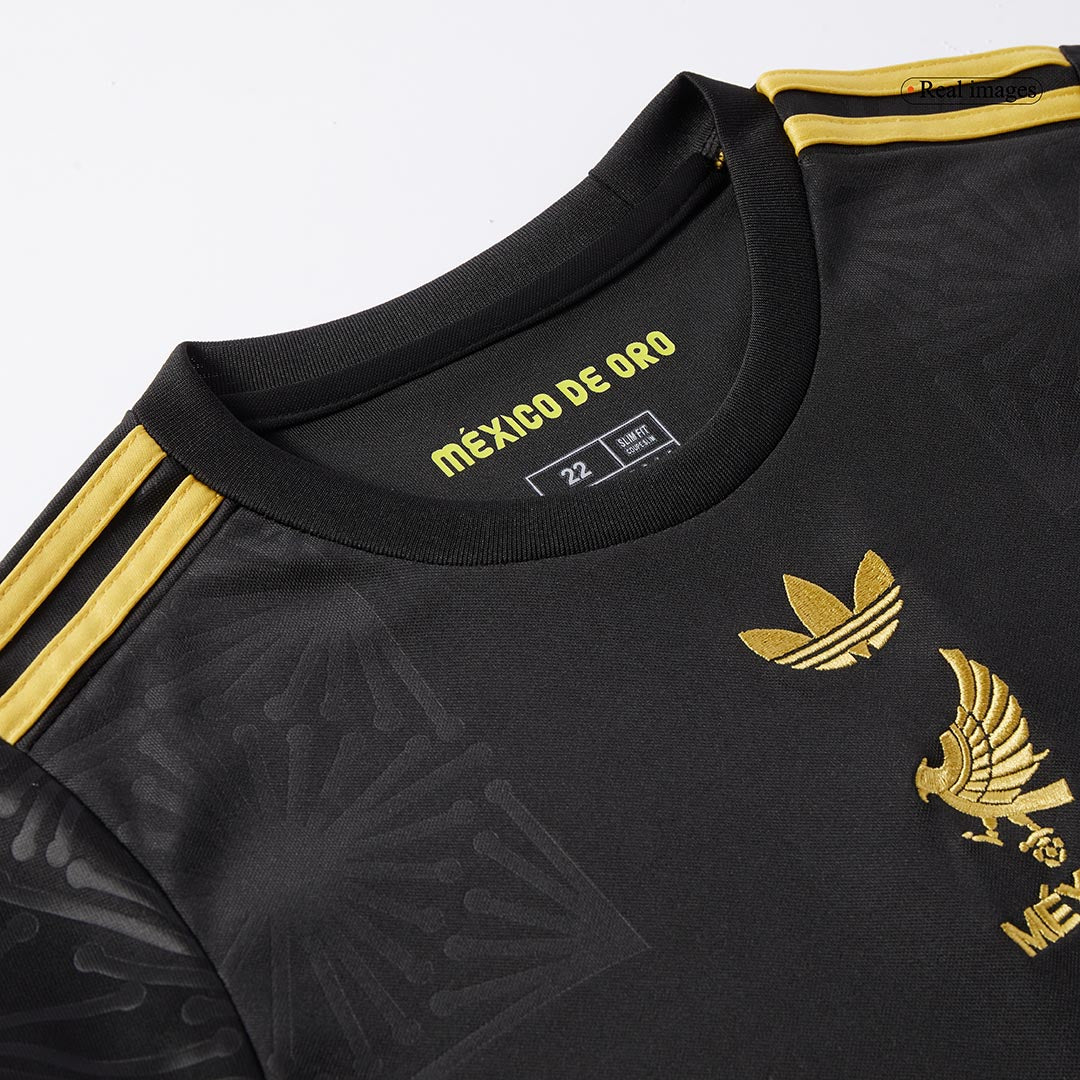 Mexiko Auswärtstrikot für Kinder (Trikot + Shorts) 2025, Schwarz – Gold Cup