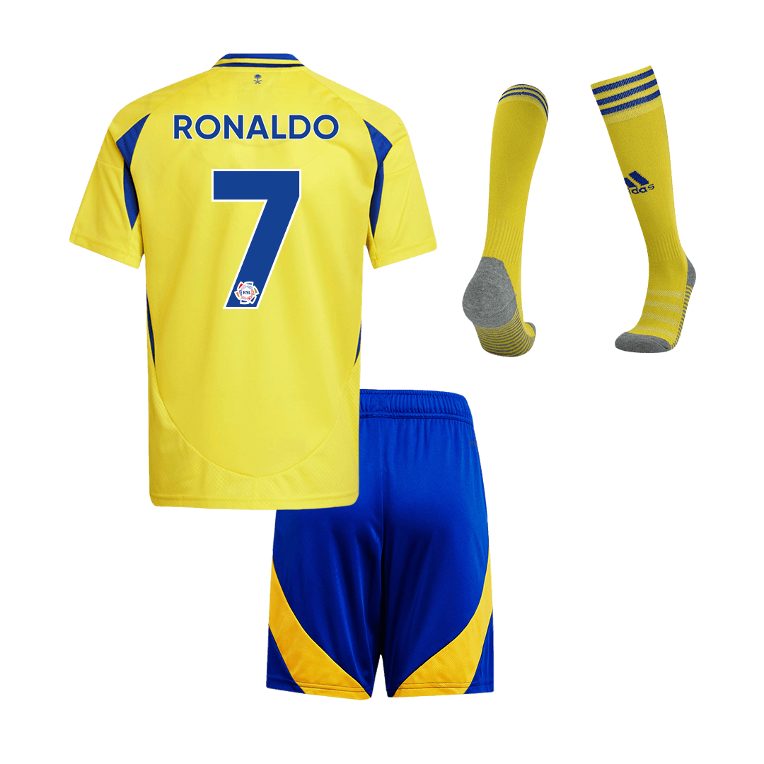 Al Nassr RONALDO #7 Home Soccer Jersey Kit 2024/25 Kids(Jersey+Shorts+Socks)