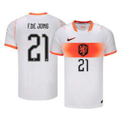 F.DE JONG #21 Netherlands Away Soccer Jersey World Cup 2026 White