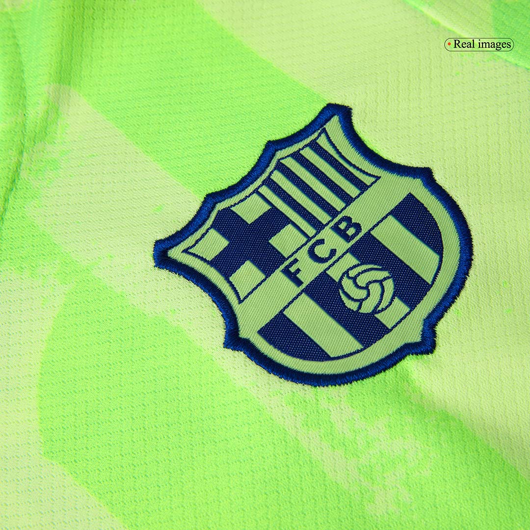 Maillot extérieur Barcelone 2024/25 pour enfant (maillot, short et chaussettes) - UCL (logo Spotify sans texte)