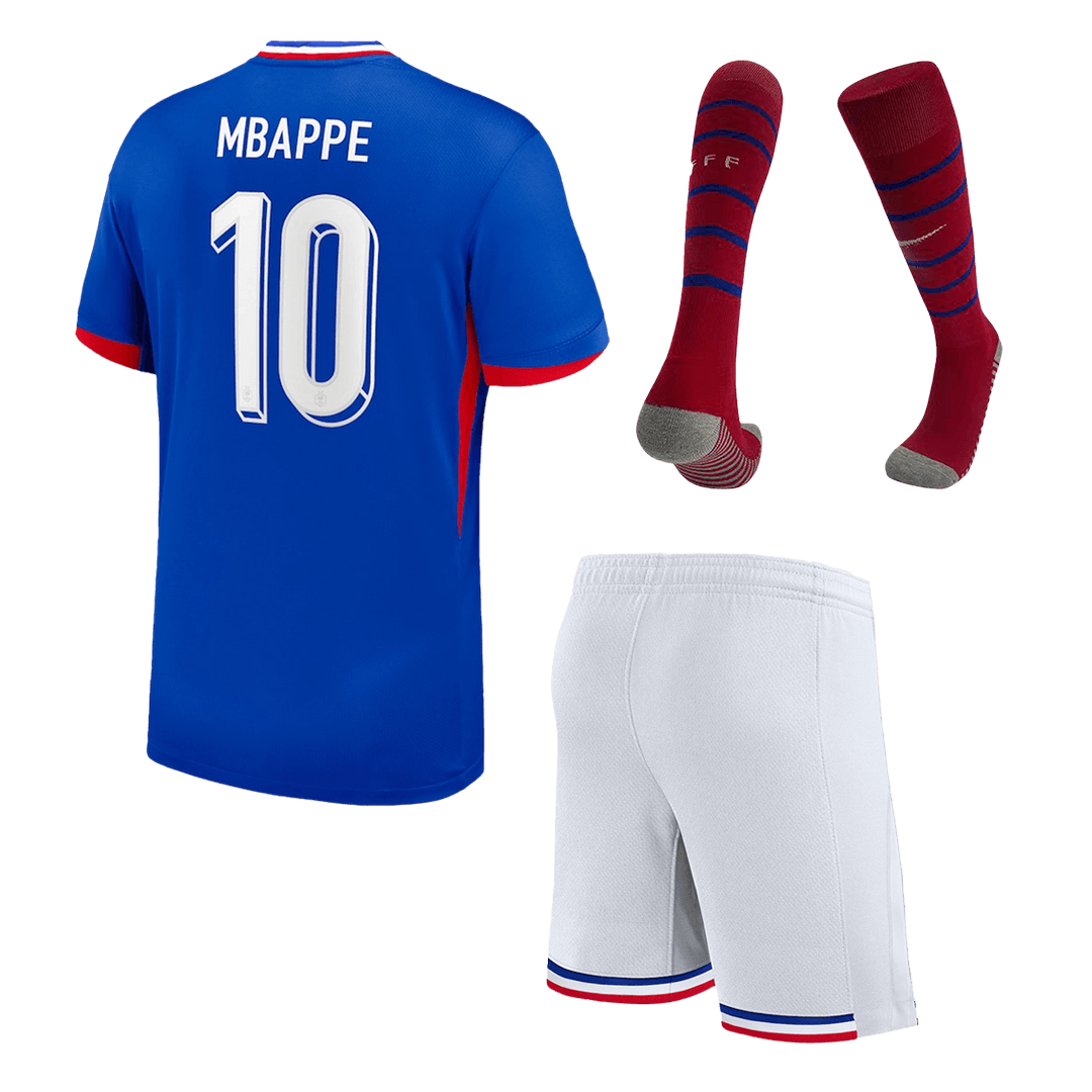 Maillot domicile France MBAPPE #10 EURO 2024 pour enfant (maillot, short, chaussettes)