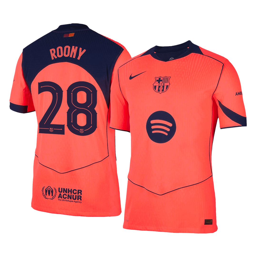 ROONY #28 Authentic Barcelona Third Away Soccer Jersey 25/26 Orange
