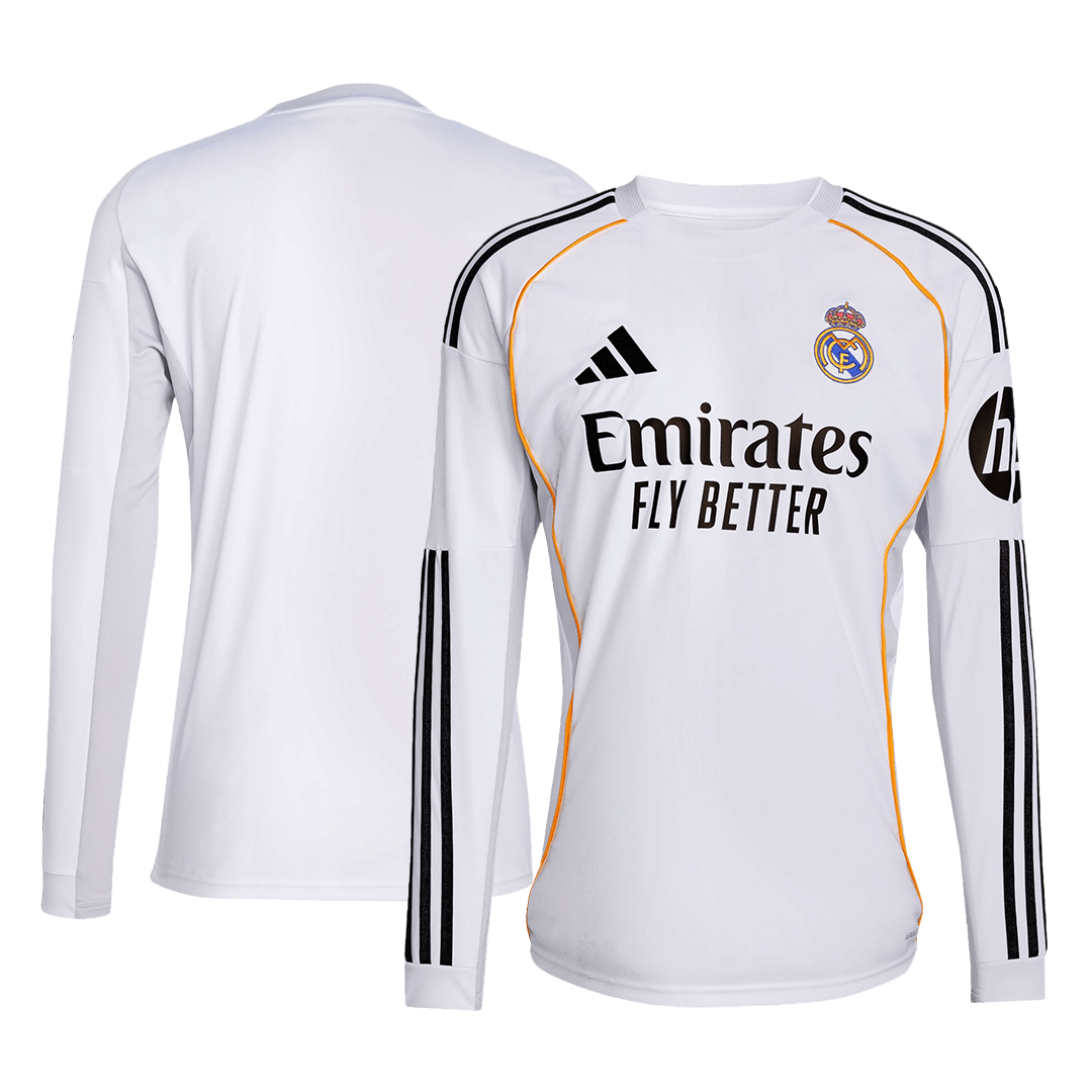 Real Madrid Home Long Sleeve Soccer Jersey 2025/26 White