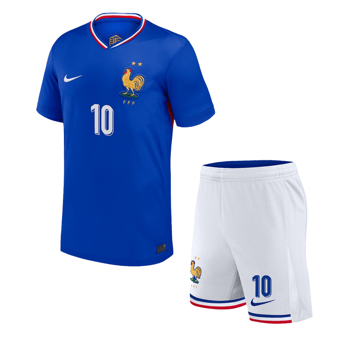 Maillot domicile France MBAPPE #10 EURO 2024 pour enfant (maillot + short)
