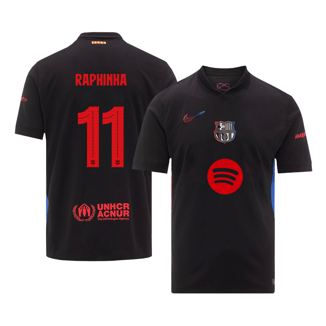 Barcelona RAPHINHA #11 Away Jersey 2024/25 - UCL Edition (Spotify Logo Without Text)