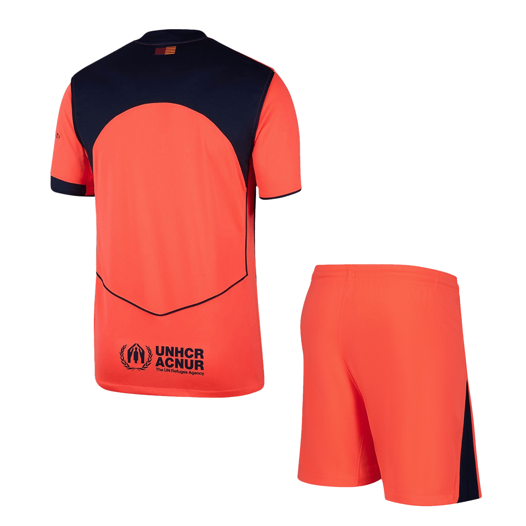 Barcelona Third Away Soccer Jersey Kit(Jersey+Shorts) 2025/26 Orange
