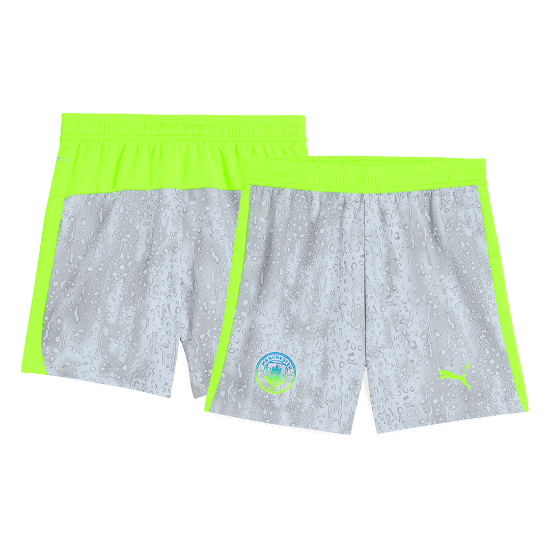 Manchester City Third Away Soccer Jersey Kit(Jersey+Shorts) 25/26  Gray