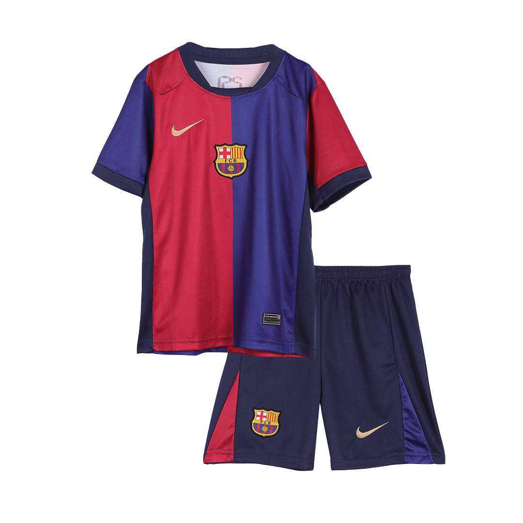 Maillot domicile Barcelone 2024/25 pour enfant (maillot + short), logo Spotify sans texte