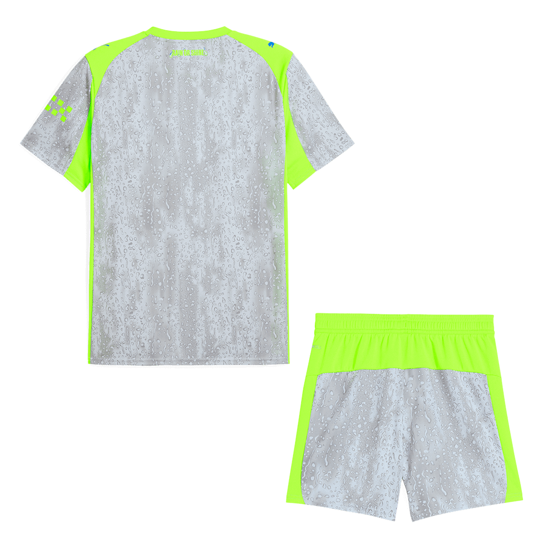 Manchester City Third Away Soccer Jersey Kit(Jersey+Shorts) 25/26  Gray