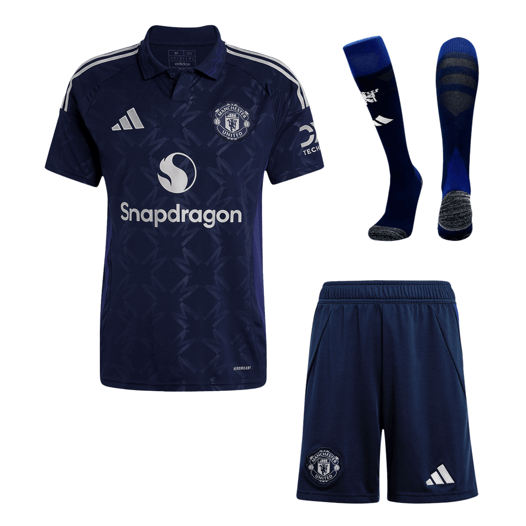 Manchester United Auswärts-Fußballtrikot 2024/25 (Trikot + Shorts + Socken)