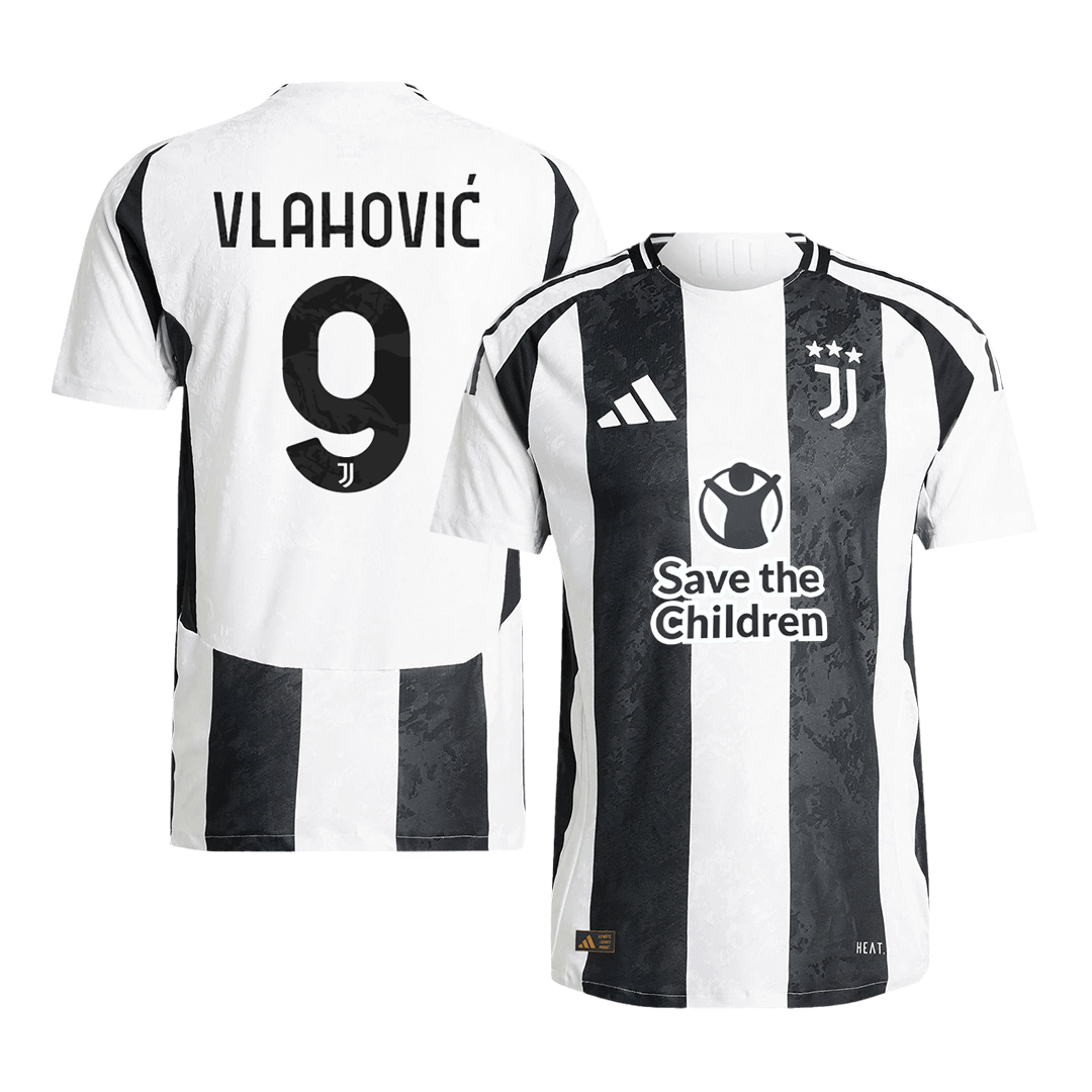 Juventus VLAHOVIĆ #9 Home Soccer Jersey Authentic 2024/25- Save The Children Sponsor