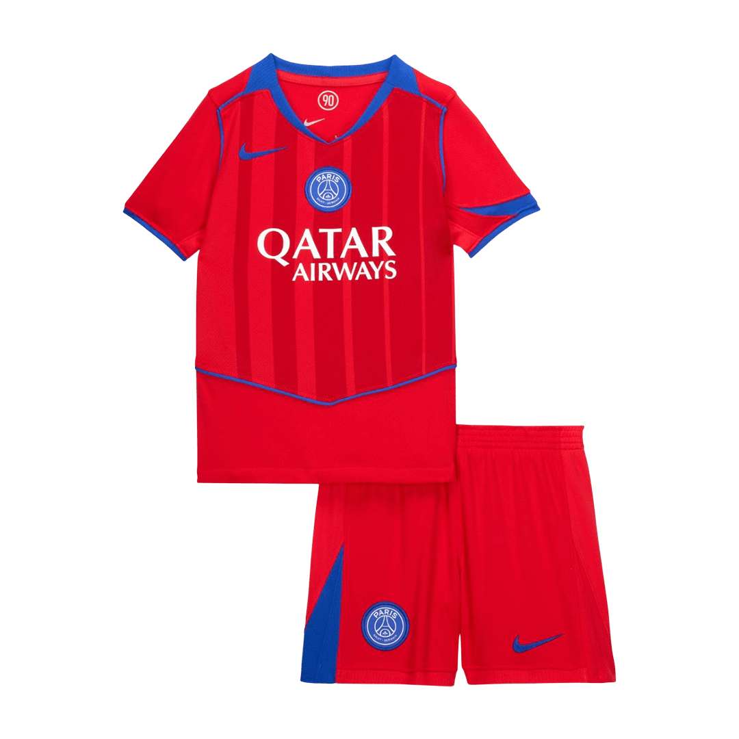 Kid's PSG Third Soccer Jersey Kit(Jersey+Shorts) 25/26 Red