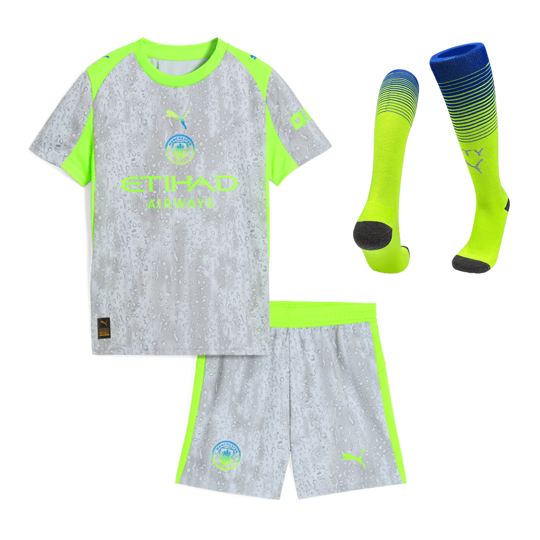 Kid's Manchester City Third Kit(Jersey+Shorts+Socks) 25/26 Gray